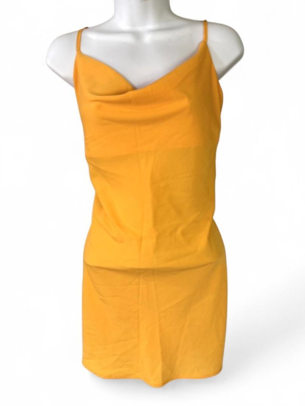 Forever 21 Mustard Yellow Cowl Neck Slip Mini Dress Size M